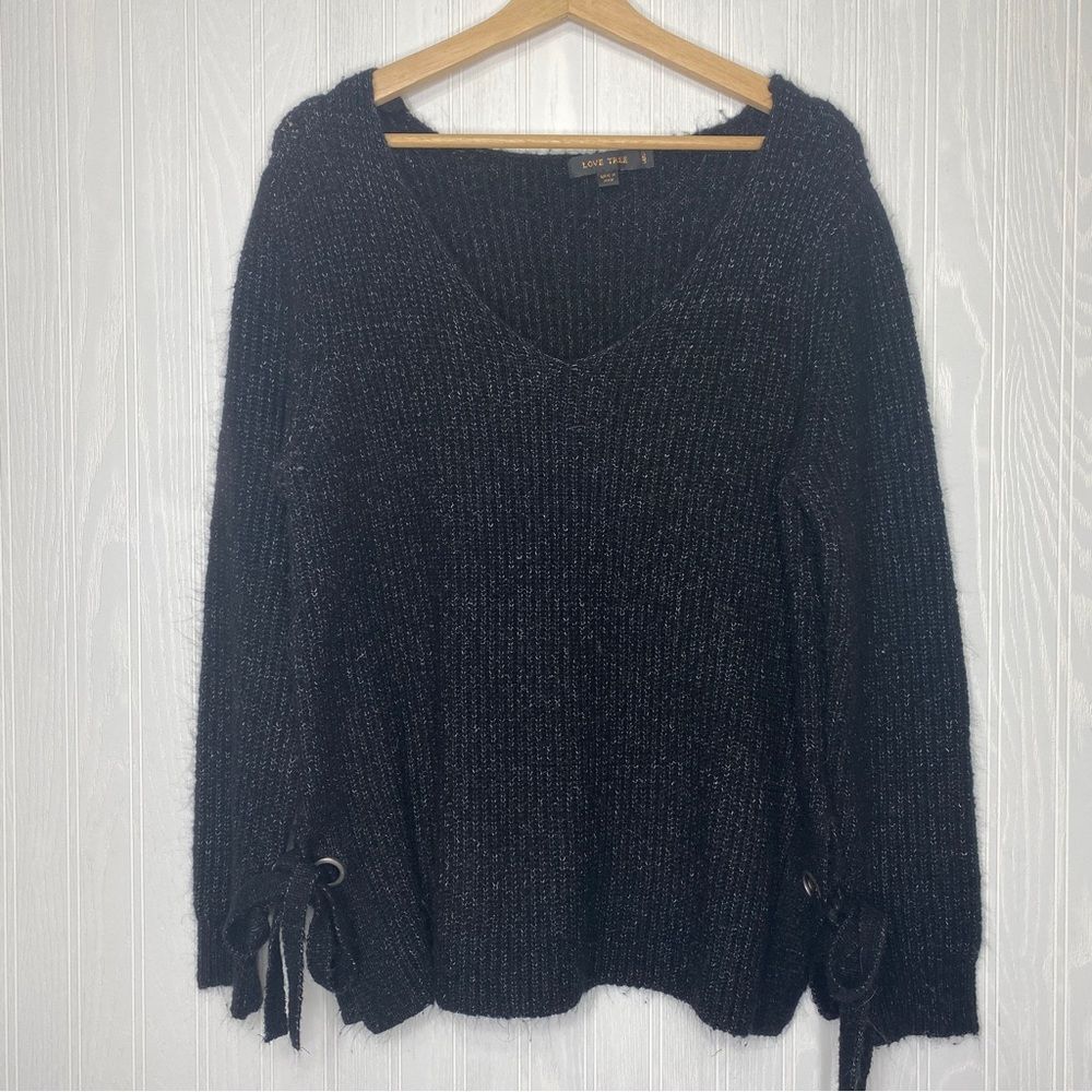 Love Tree Oversized Lace up Long Sleeve Sweater Size Large